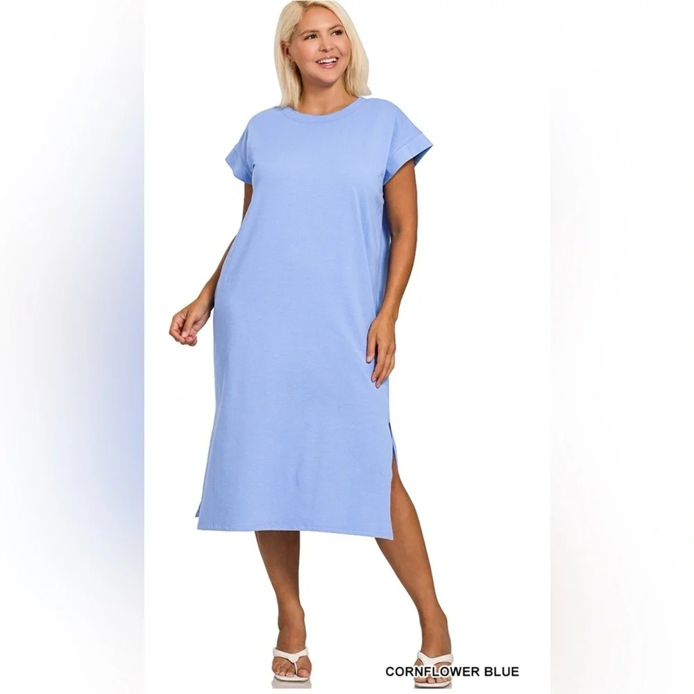 New! Plus Size 3X Zenana Outfitters Cornflower Blue Women's Dress